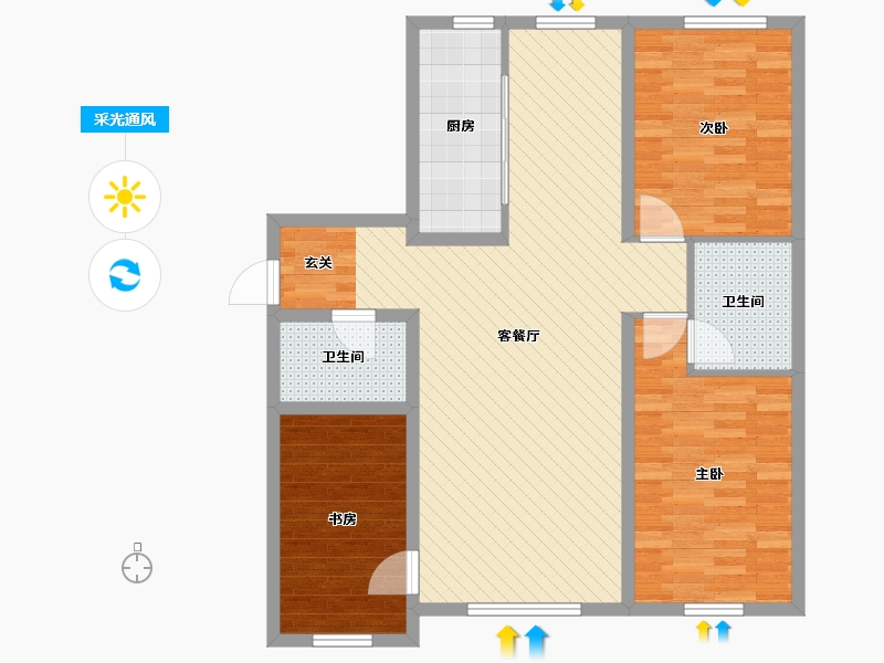 黑龙江省-大庆市-潮城三期-95.42-户型库-采光通风