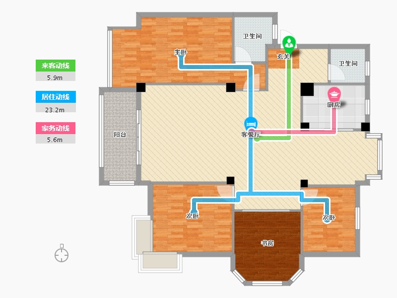 浙江省-宁波市-云河绿洲11号楼-146.04-户型库-动静线