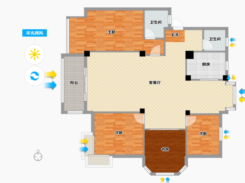 浙江省-宁波市-云河绿洲11号楼-146.04-户型库-采光通风