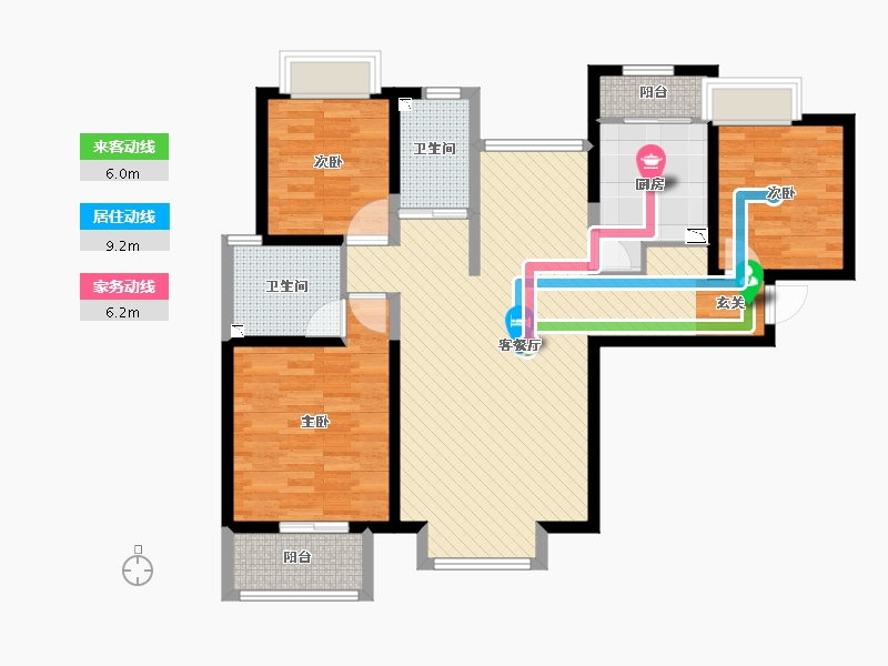 陕西省-西安市-西安贰号大院-97.65-户型库-动静线