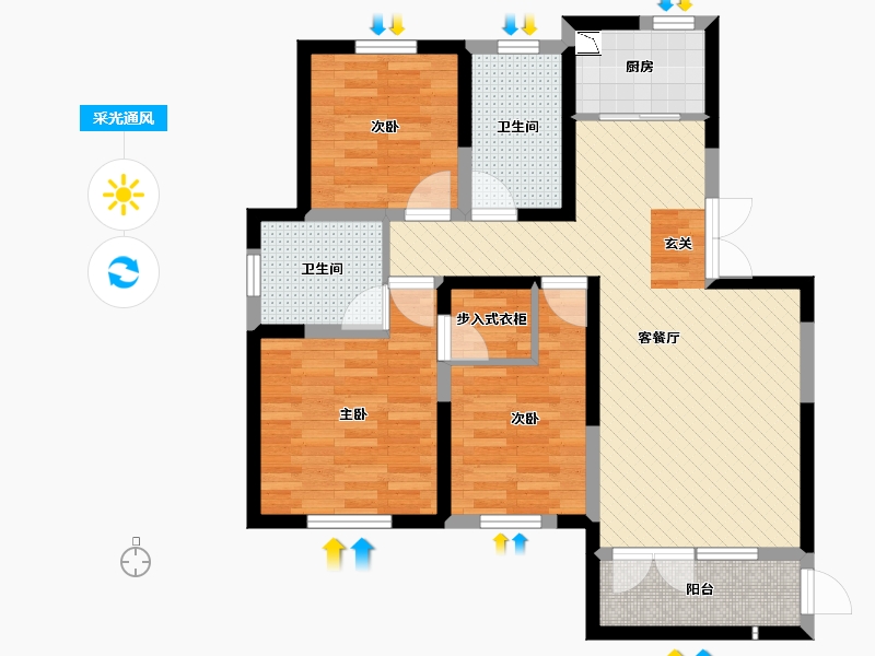 辽宁省-大连市-天下粮仓-79.82-户型库-采光通风