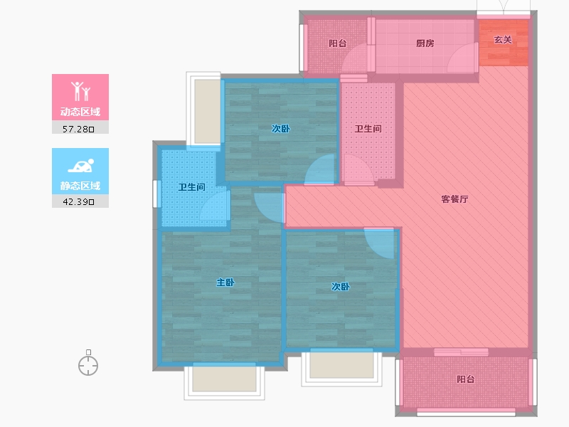 广东省-广州市-腾龙・钻石广场-87.92-户型库-动静分区