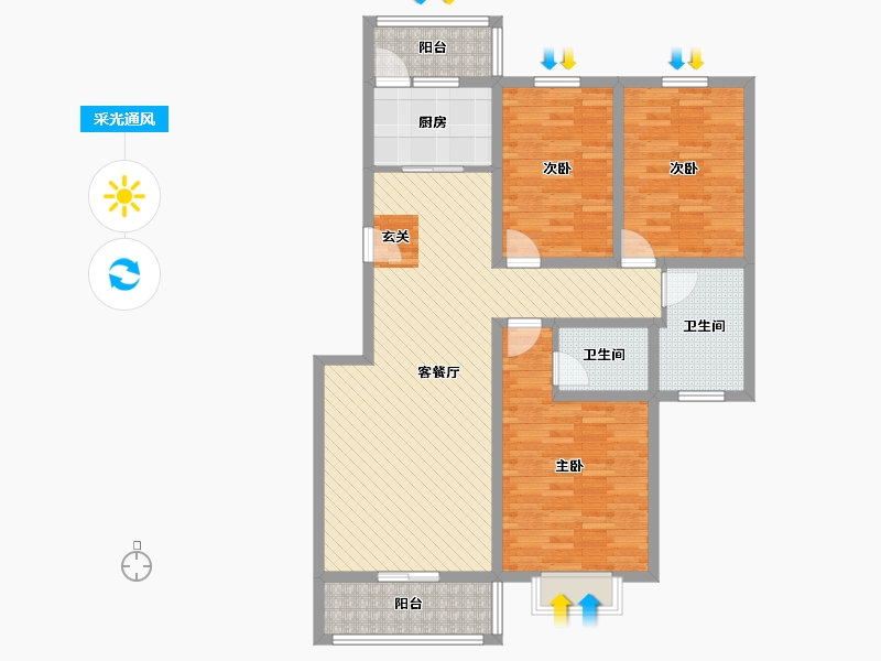 河南省-焦作市-远华府邸-111.00-户型库-采光通风