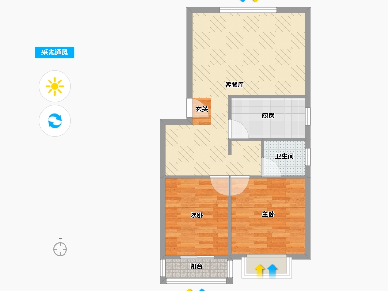 河南省-郑州市-滨河花园-62.65-户型库-采光通风