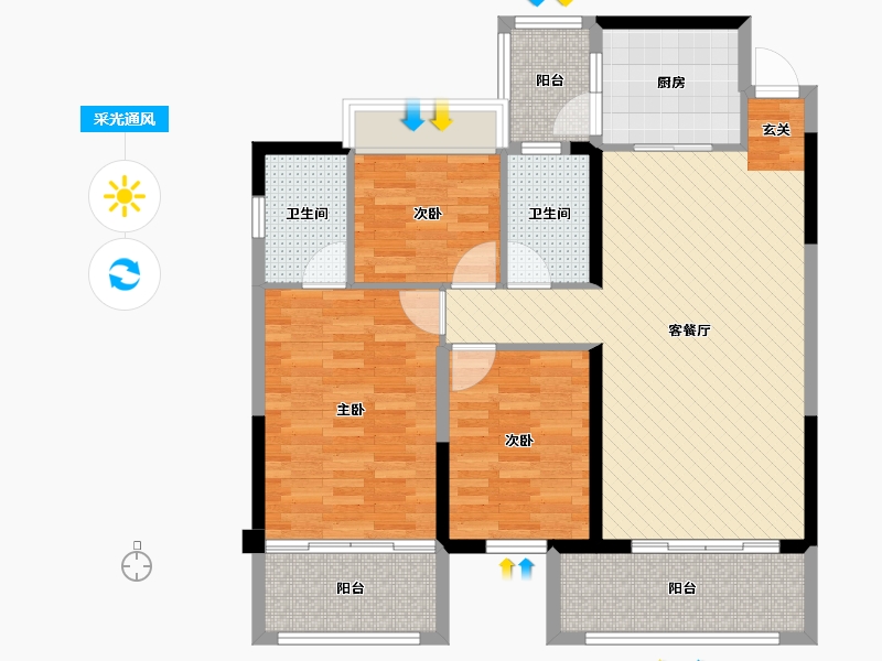 广西壮族自治区-南宁市-江山悦府-99.20-户型库-采光通风