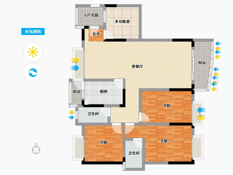 广东省-深圳市-鹏华香域花园-127.98-户型库-采光通风