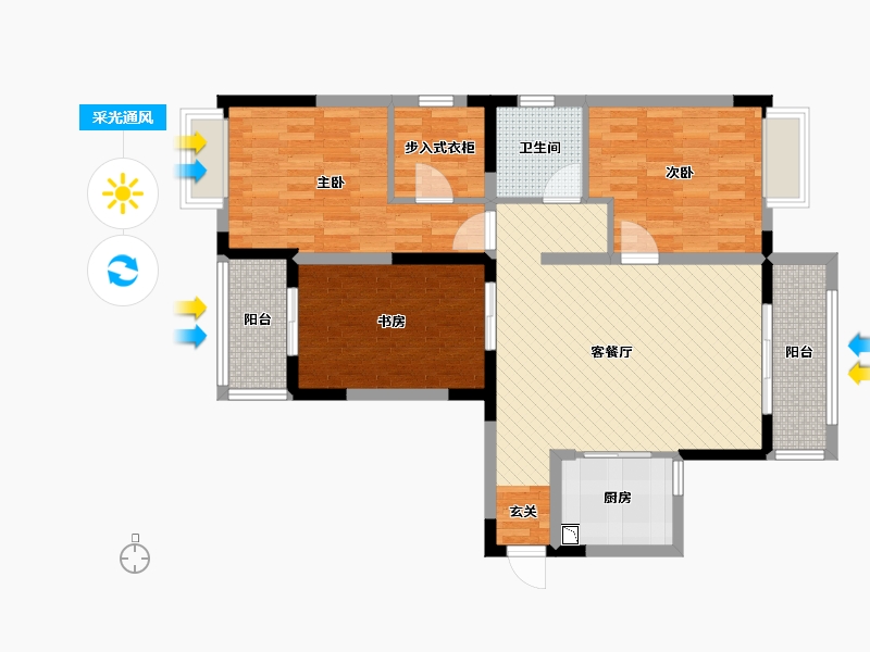 湖北省-武汉市-十里玫瑰-93.06-户型库-采光通风