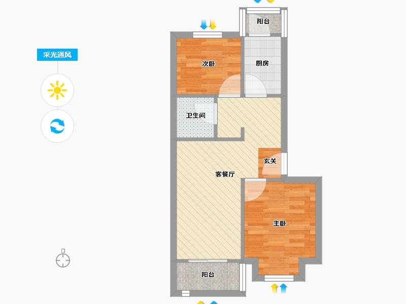 北京-北京市-新海北里-43.44-户型库-采光通风