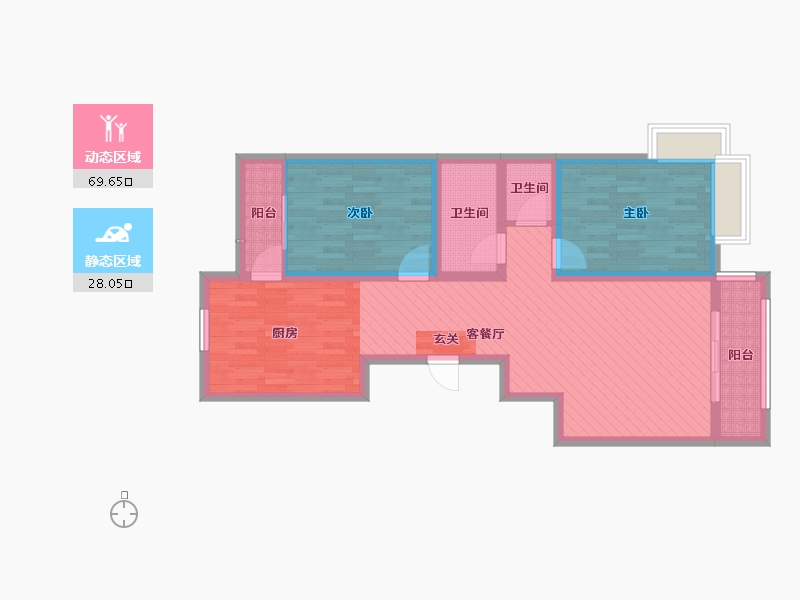 吉林省-延边朝鲜族自治州-延吉市锦绣小区-85.39-户型库-动静分区