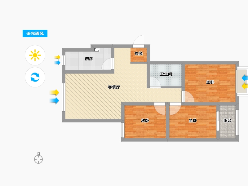 河北省-邢台市-兰德庭院-70.53-户型库-采光通风