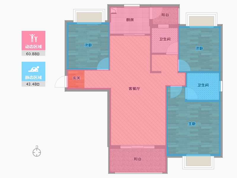 湖北省-黄冈市-天乾中央国际城-93.69-户型库-动静分区