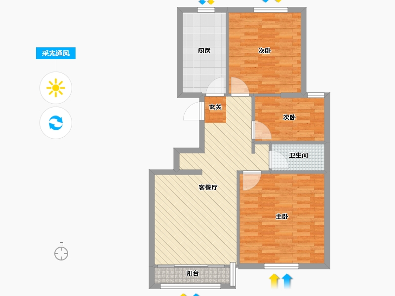 山东省-烟台市-长寿城-76.36-户型库-采光通风