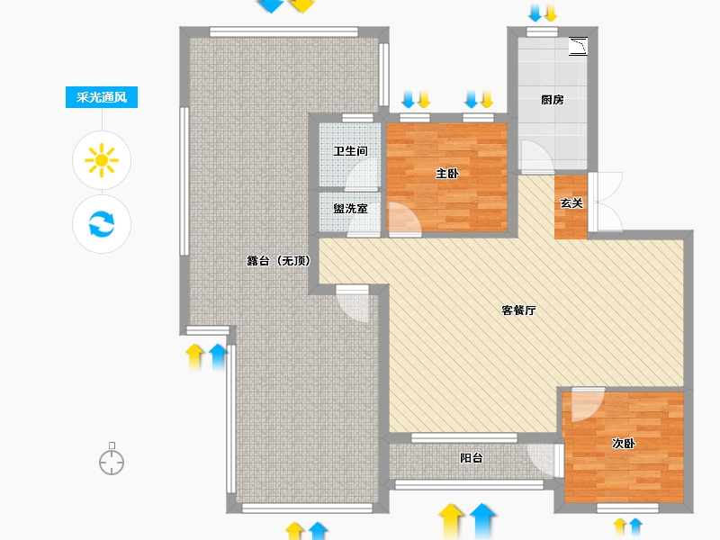 湖北省-武汉市-星悦城10栋1单元607室-115.71-户型库-采光通风