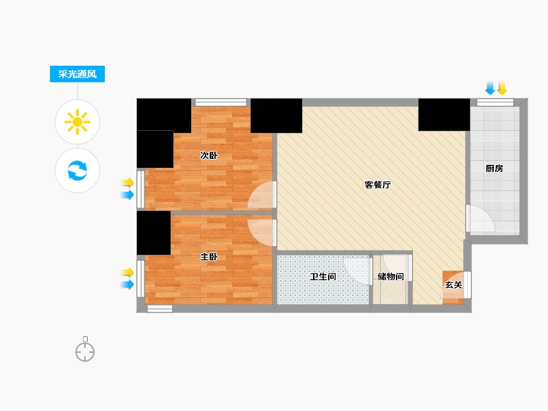 山东省-烟台市-银都国际公寓-67.73-户型库-采光通风