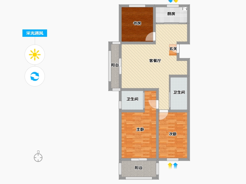 江苏省-徐州市-汉城国际花苑-20号楼-93.25-户型库-采光通风