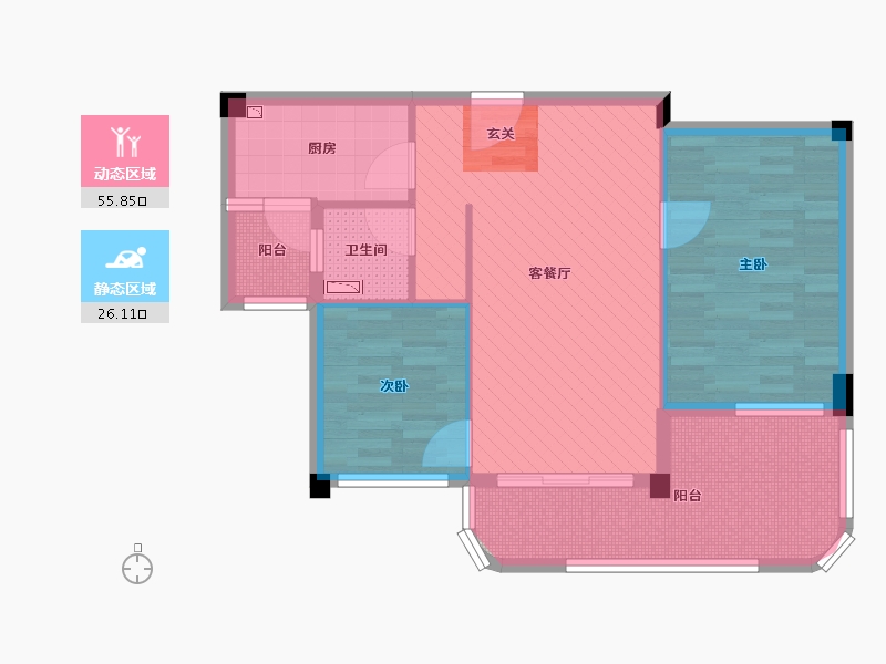 江苏省-南通市-碧桂园龙游湖-72.74-户型库-动静分区