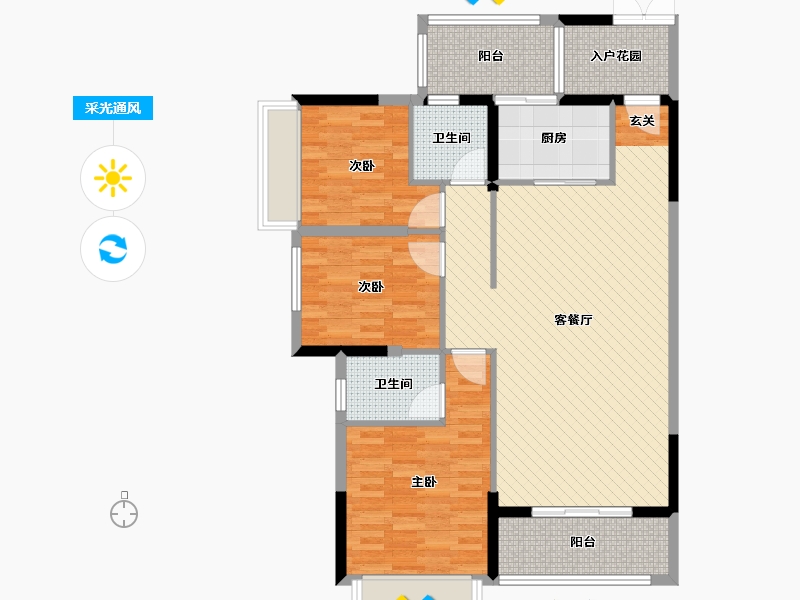 广西壮族自治区-南宁市-西街-105.36-户型库-采光通风