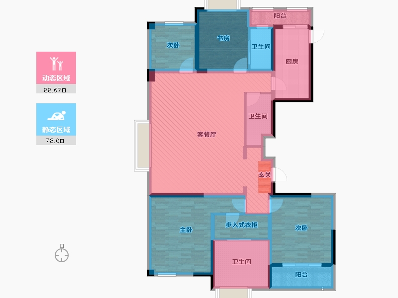 浙江省-杭州市-万科大都会79号-147.44-户型库-动静分区