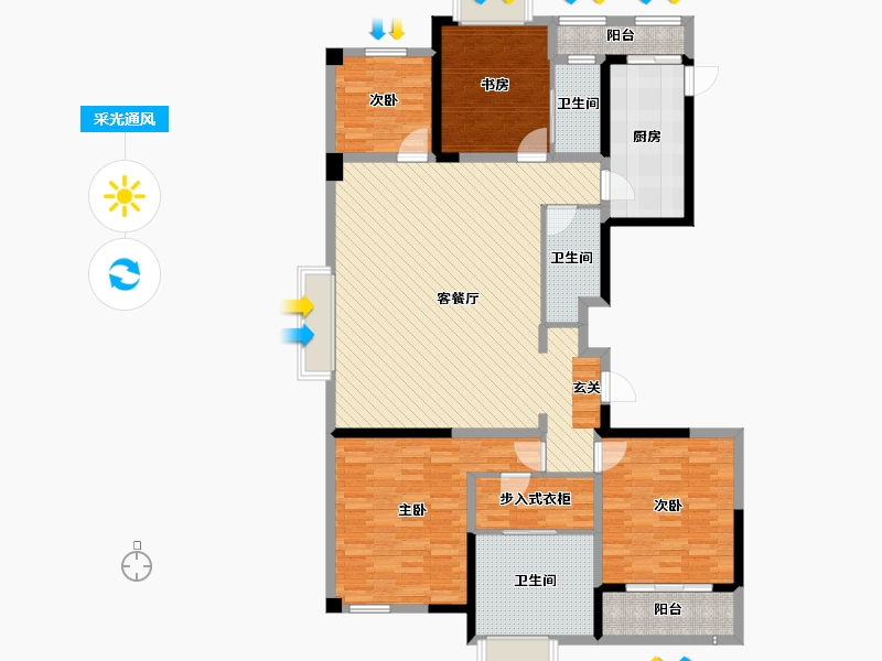 浙江省-杭州市-万科大都会79号-147.44-户型库-采光通风