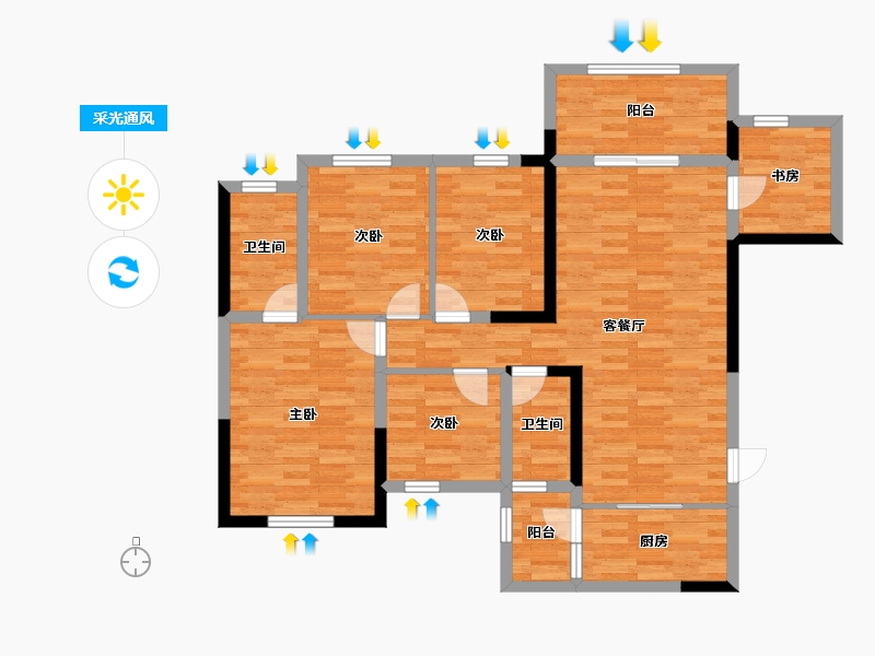 广西壮族自治区-桂林市-彰泰滟澜山-103.67-户型库-采光通风