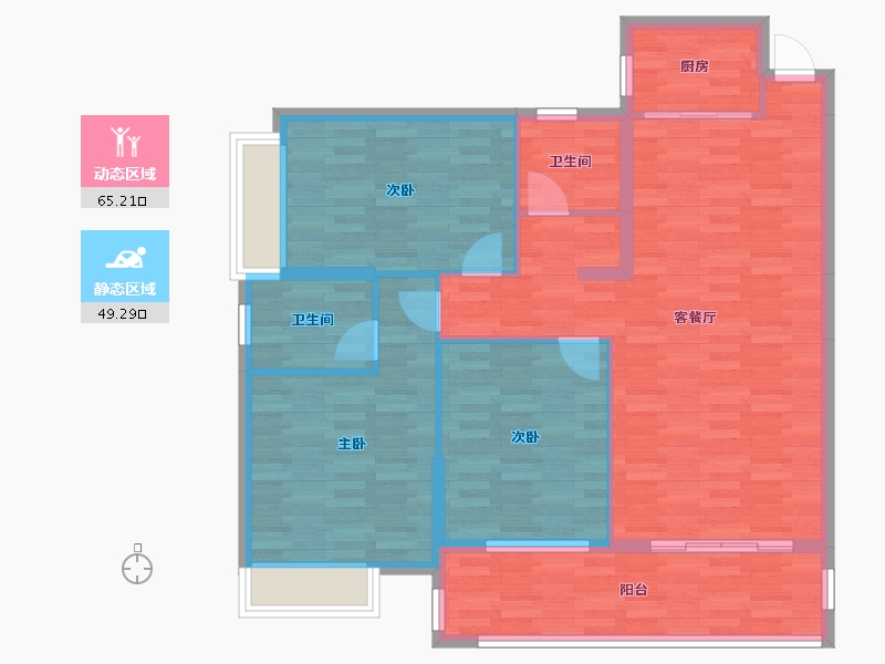 广西壮族自治区-贵港市-桂鹏世纪城-103.86-户型库-动静分区