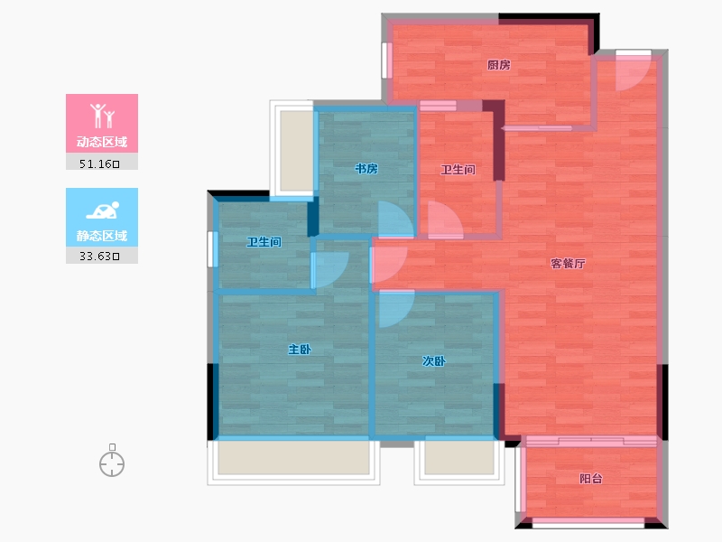 广西壮族自治区-桂林市-龙光普罗旺斯-76.16-户型库-动静分区