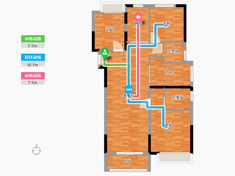 湖北省-武汉市-心悦蘭园-107.21-户型库-动静线