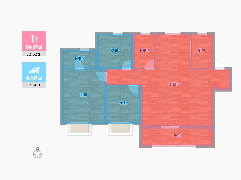 陕西省-咸阳市-空港・绿地新城-89.12-户型库-动静分区