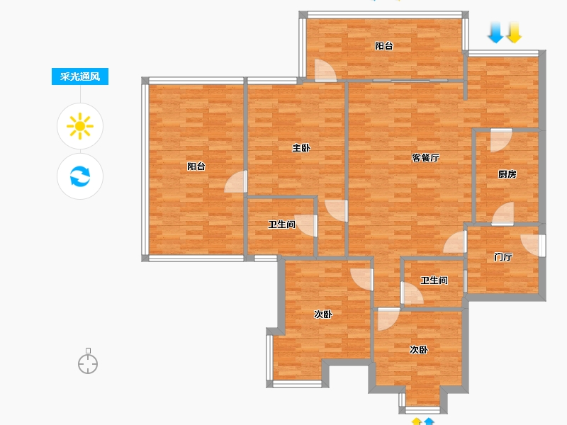 四川省-成都市-西花汀-126.63-户型库-采光通风