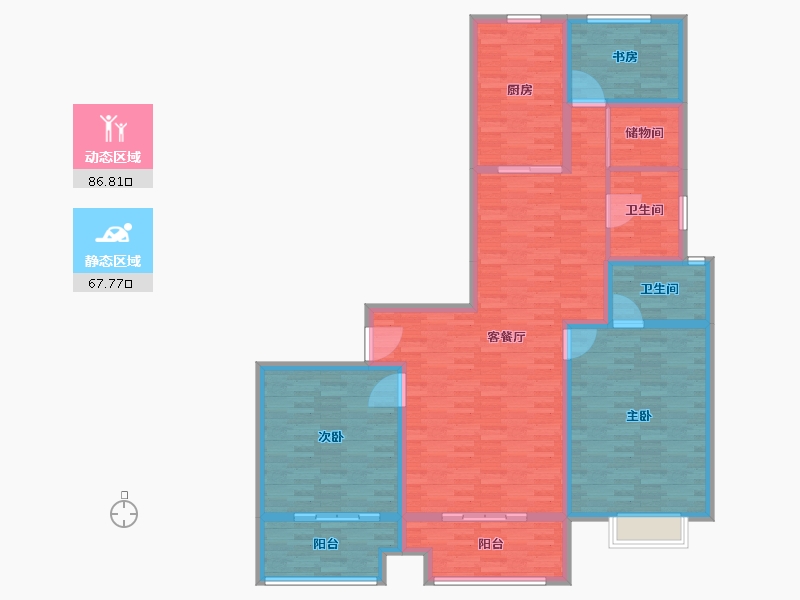 江苏省-南通市-公园印象-140.00-户型库-动静分区