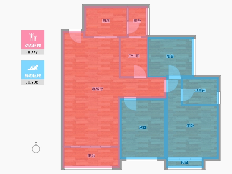 广东省-东莞市-金凯水都-78.58-户型库-动静分区