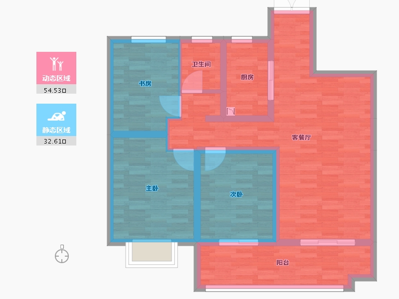 陕西省-西安市-世园大公馆-77.05-户型库-动静分区