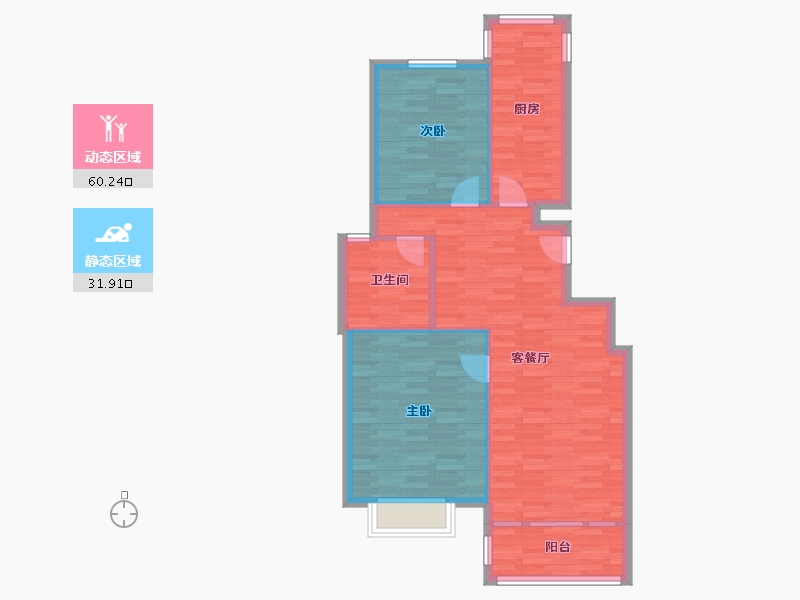 上海-上海市-延虹公寓-84.20-户型库-动静分区