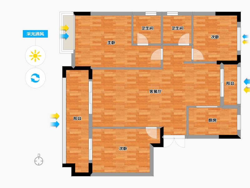 湖北省-宜昌市-九州丽景苑-109.80-户型库-采光通风