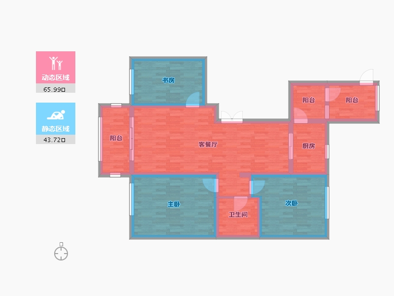 黑龙江省-哈尔滨市-玫瑰湾•智园-97.76-户型库-动静分区