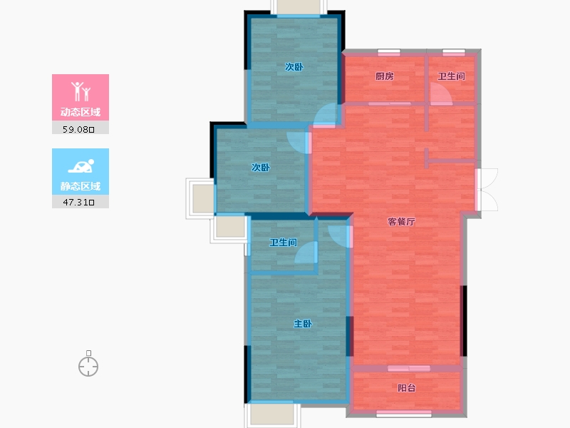 安徽省-滁州市-曲阳世纪城-95.55-户型库-动静分区