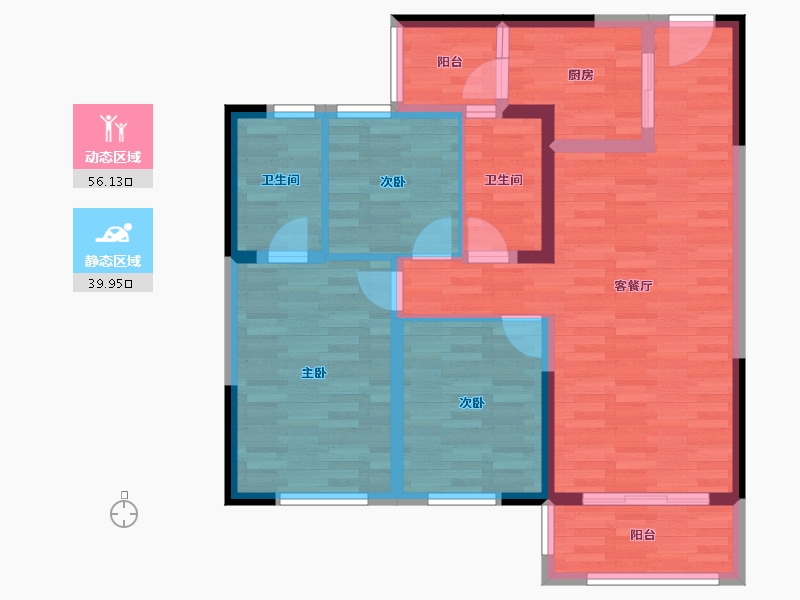 云南省-昆明市-融创春风十里-85.47-户型库-动静分区