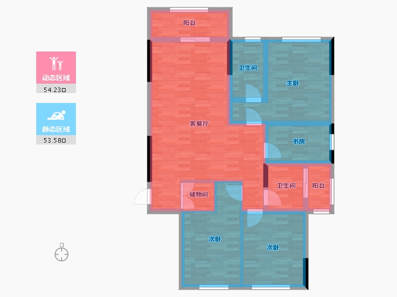 贵州省-贵阳市-丹山别苑-95.83-户型库-动静分区