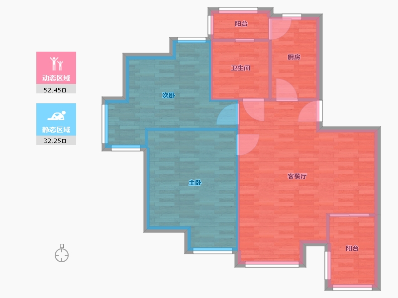 江苏省-苏州市-绿地・晶彩-76.99-户型库-动静分区