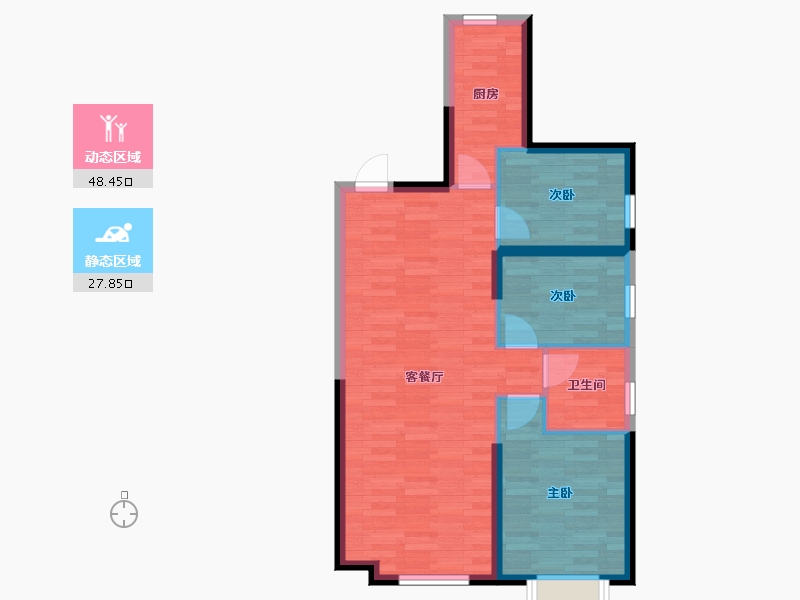 辽宁省-沈阳市-恒大中央广场-68.62-户型库-动静分区