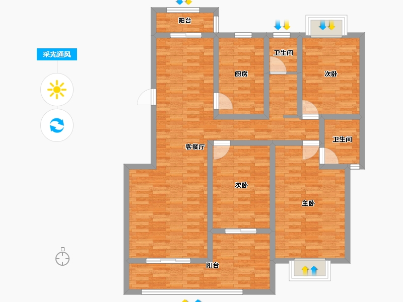 湖南省-衡阳市-泽达花园-110.18-户型库-采光通风