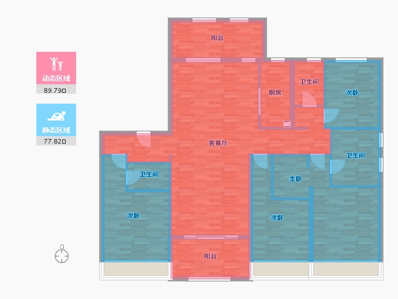 陕西省-西安市-宝安紫韵-152.07-户型库-动静分区