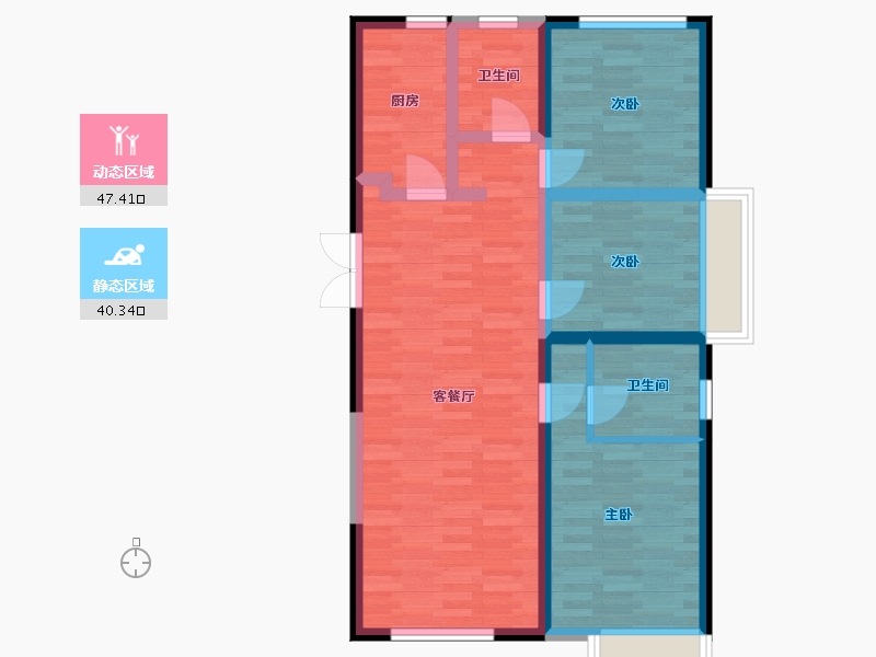 内蒙古自治区-包头市-吾悦广场-77.85-户型库-动静分区