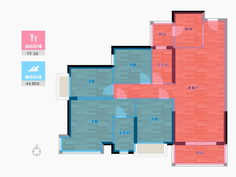 广东省-东莞市-铜雀台-88.83-户型库-动静分区