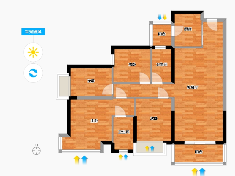 广东省-东莞市-铜雀台-88.83-户型库-采光通风