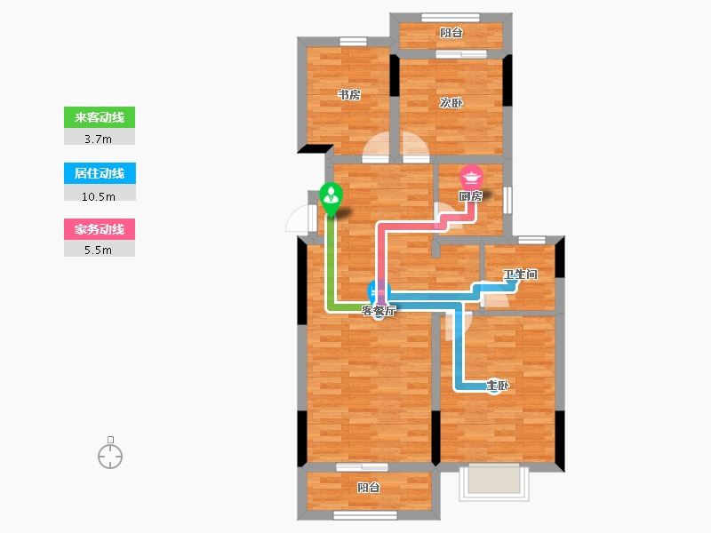 浙江省-宁波市-景骐锦源里-74.00-户型库-动静线