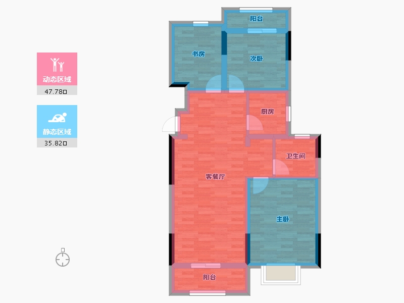 浙江省-宁波市-景骐锦源里-74.00-户型库-动静分区