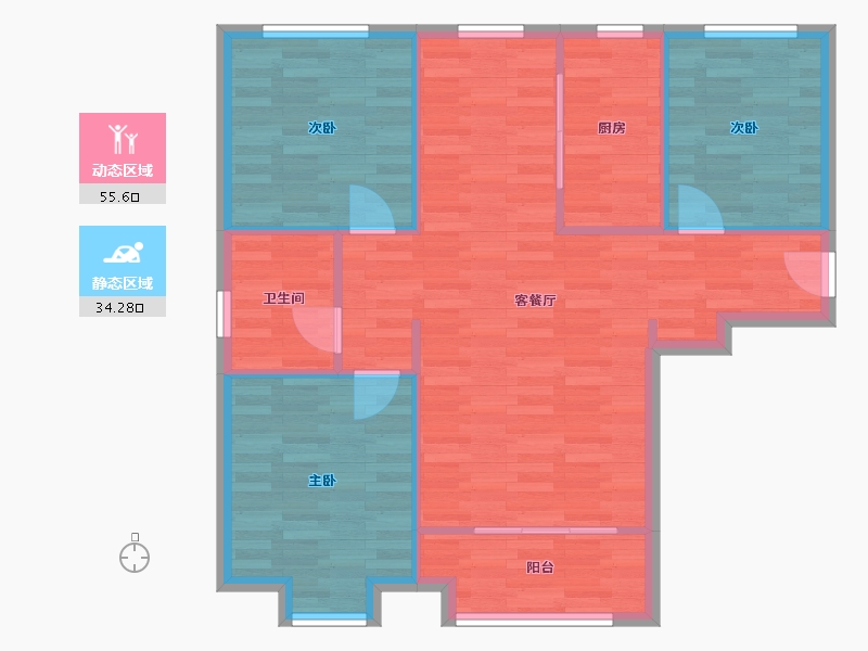 山东省-济南市-恒大滨河左岸朗润园-82.14-户型库-动静分区