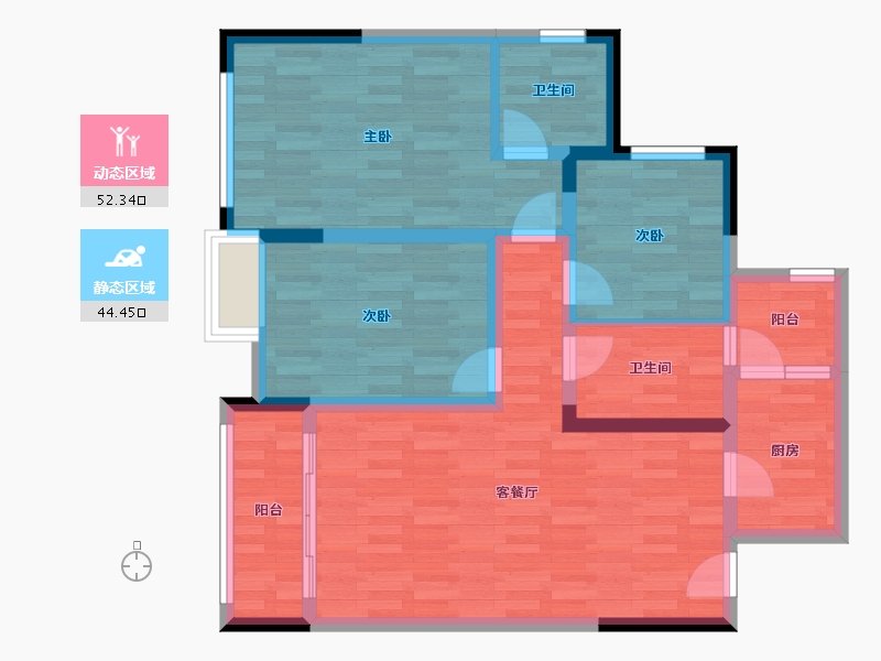 四川省-南充市-宏云江山国际-85.01-户型库-动静分区