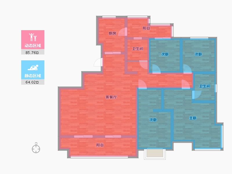 山东省-莱芜市-汶源街道办事处洪沟社区-131.45-户型库-动静分区